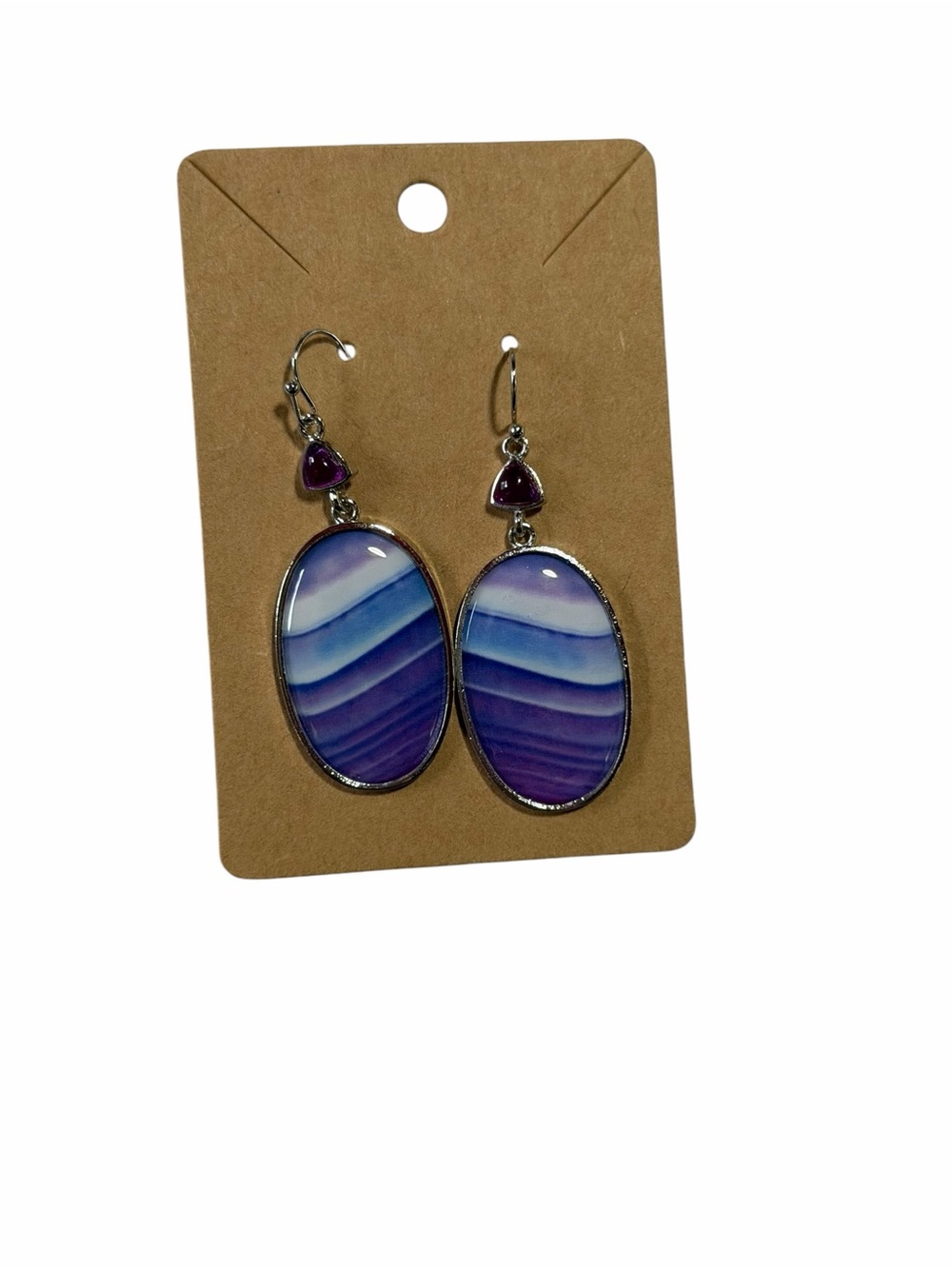 Purple Gradient Oval Drop Earrings - Women Jewelry